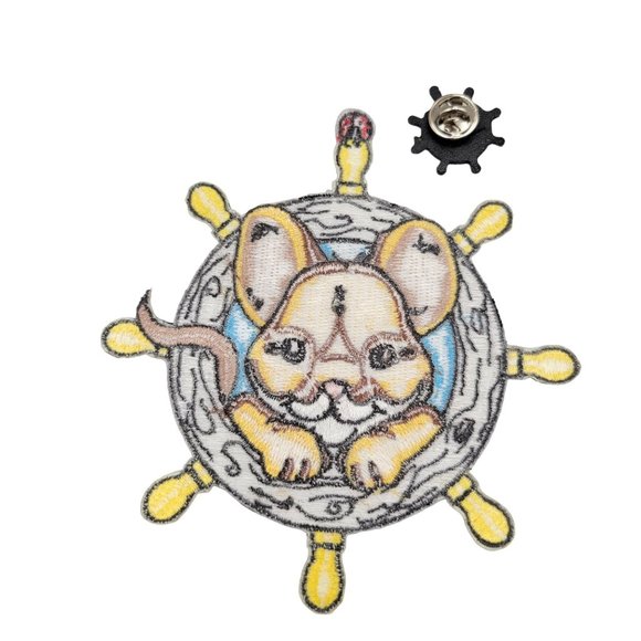 Charming Tails Embroidered Patch and Tie Tack Lapel Pin Set - Picture 2 of 3